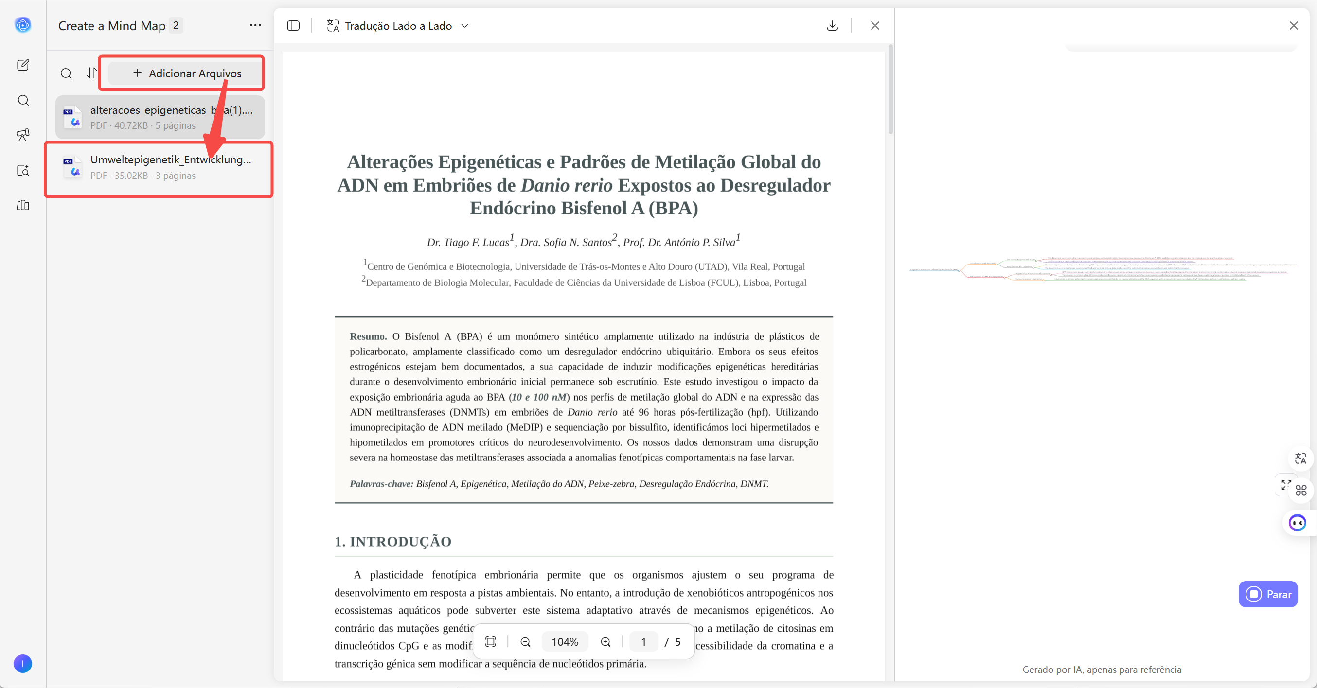 Traduzir um PDF em outro idioma durante a conversa