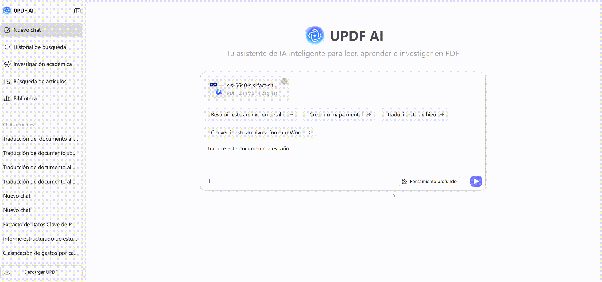 Traducir un PDF con UPDF AI Online desde el navegador