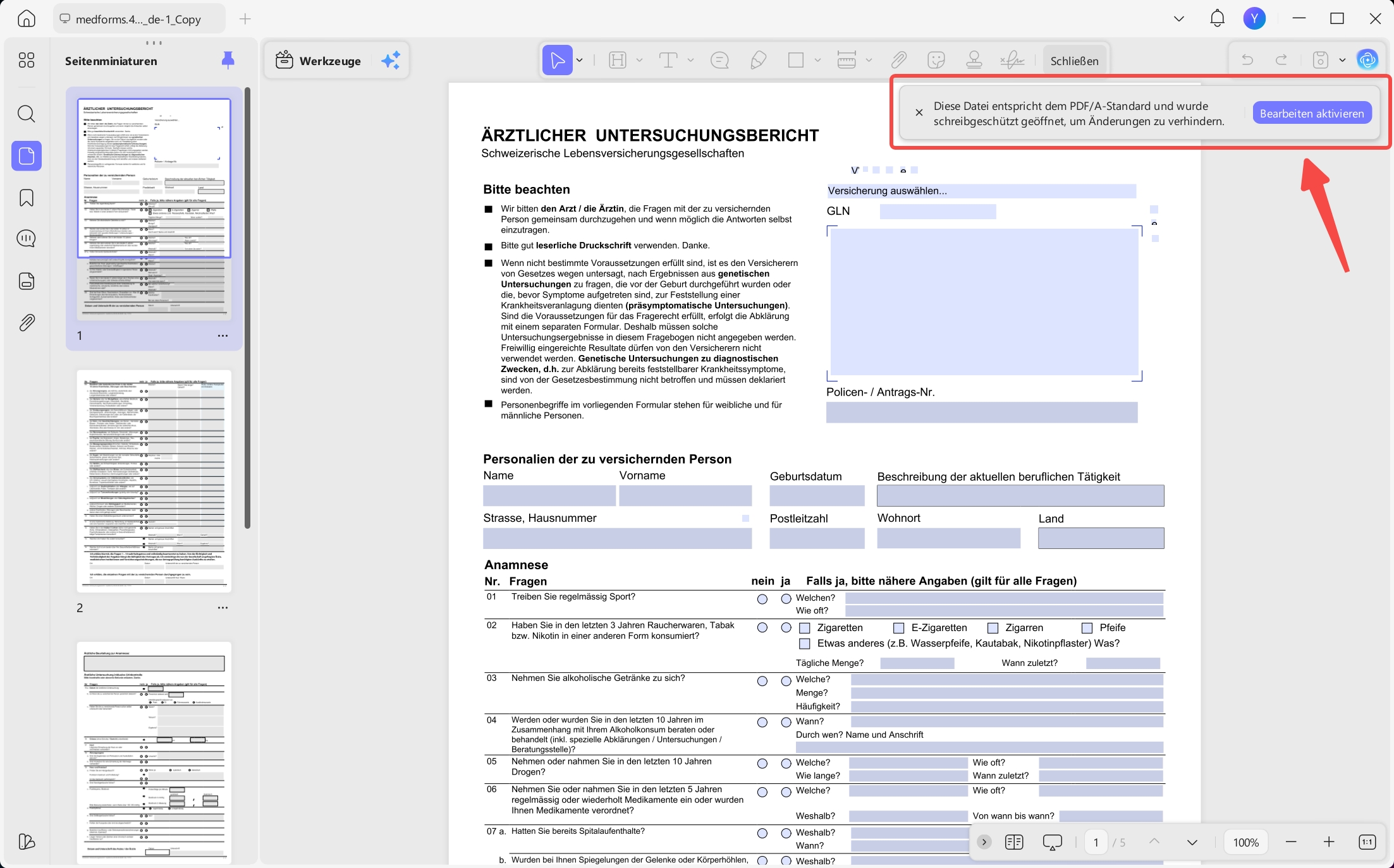 control pdfa document detection
