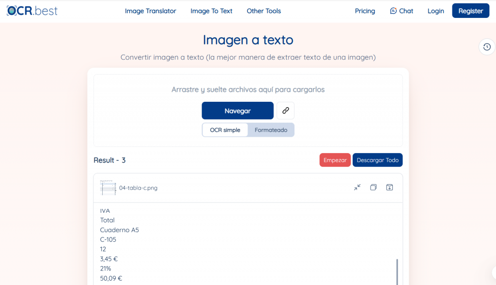 ocr.best para trancripir imagen a texto como nota