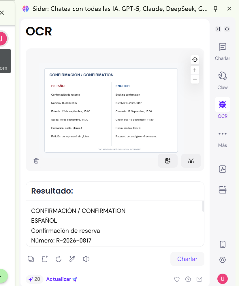 sider extiensión para trancripir imagen a texto como nota