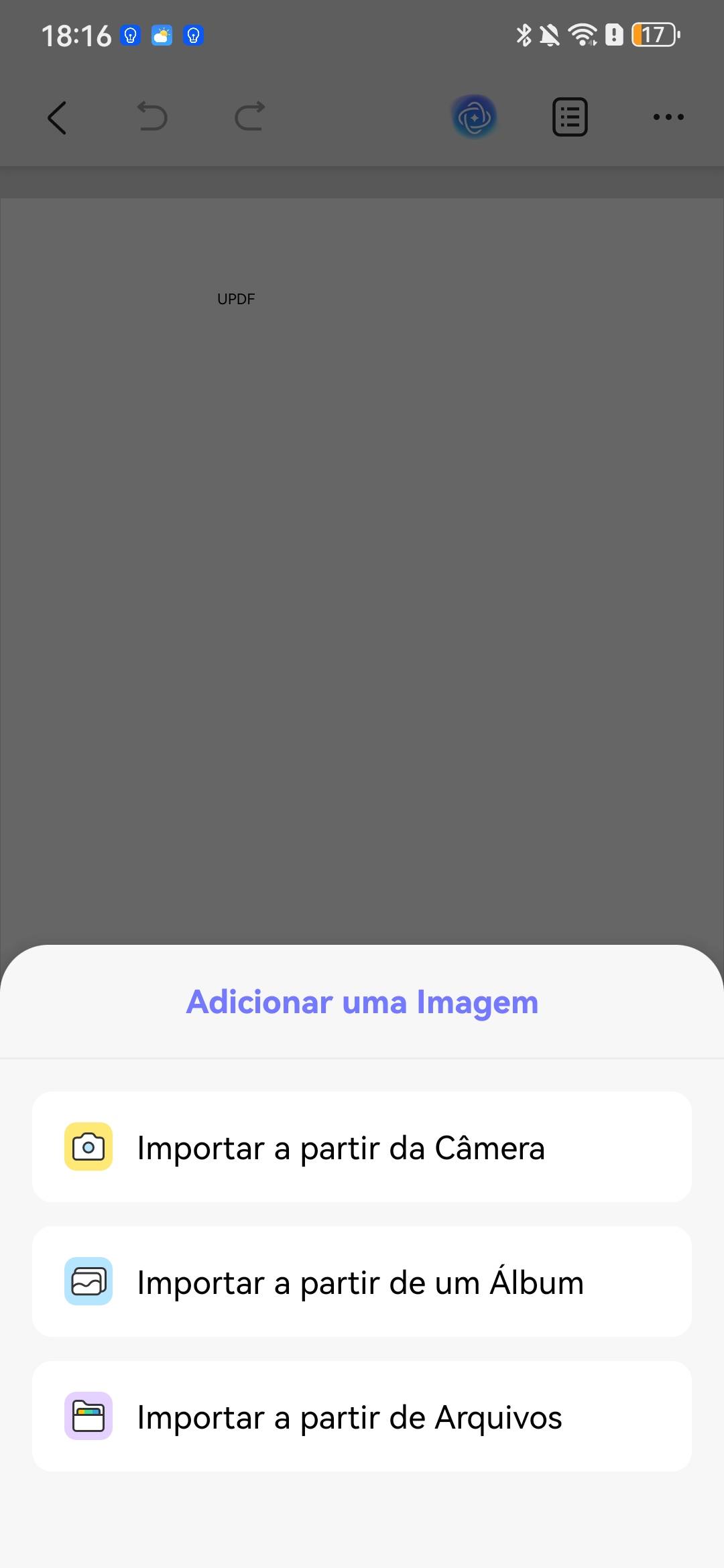 Adicionar as imagens no pdf em branco com UPDF