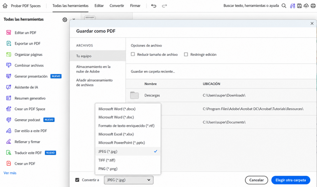 convertir pdf a jpg con adobe