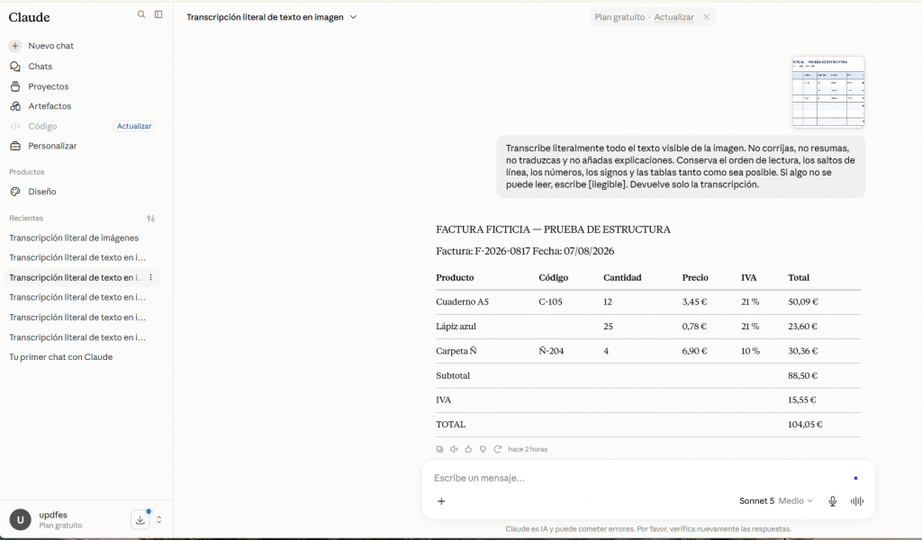 claude para transcribir y trabajar con el contenido
