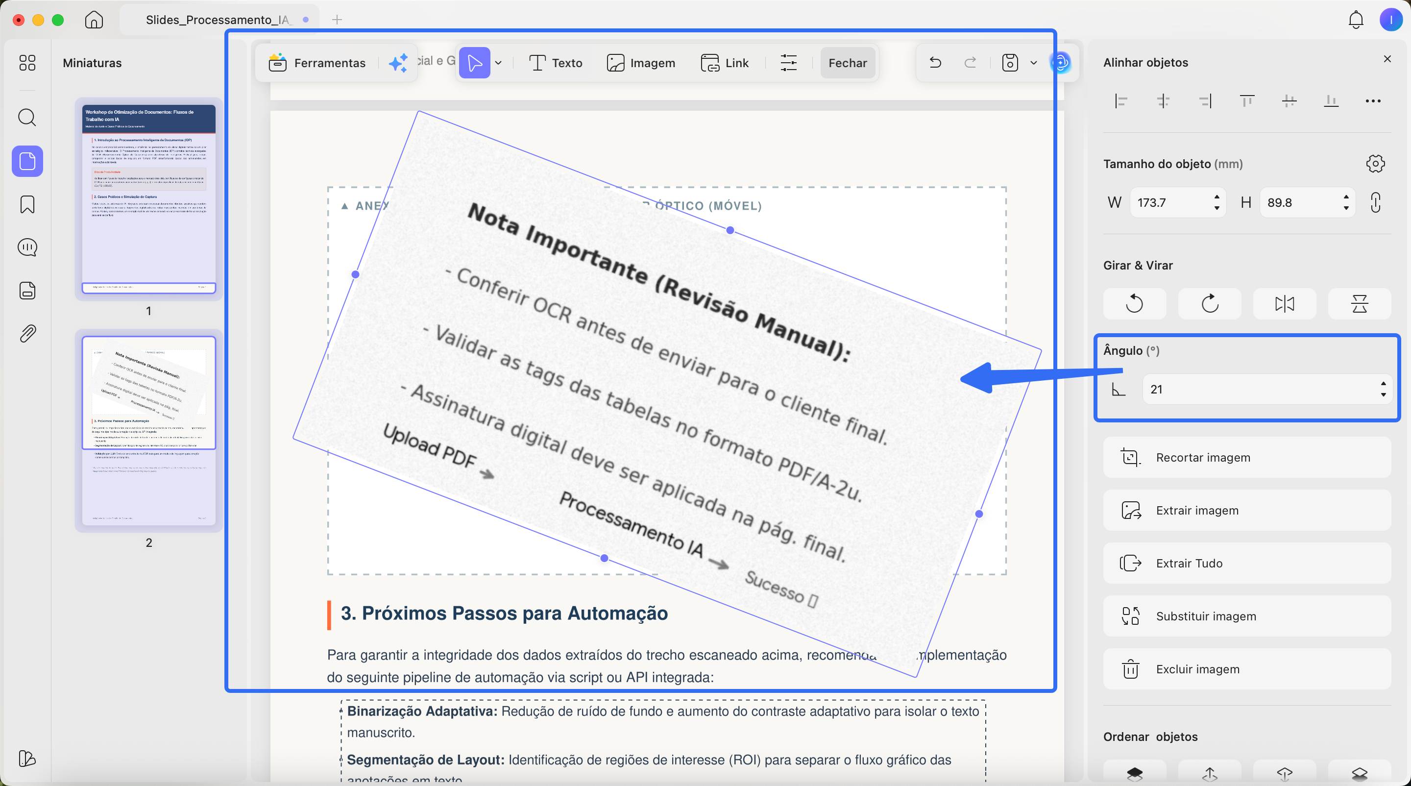 rotação personalizada de imagens no Mac