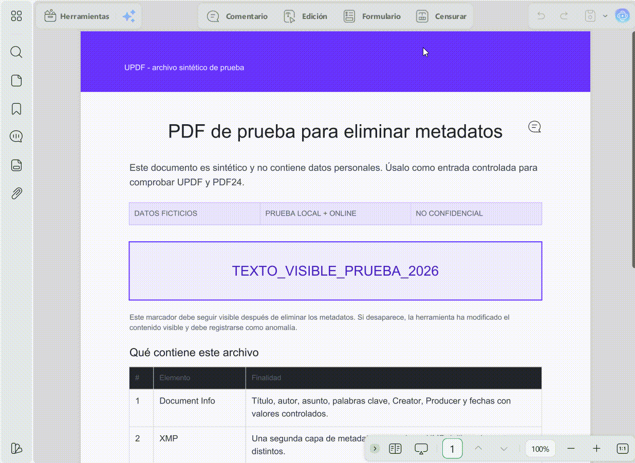 Eliminar metadatos de un PDF con UPDF y guardar una copia