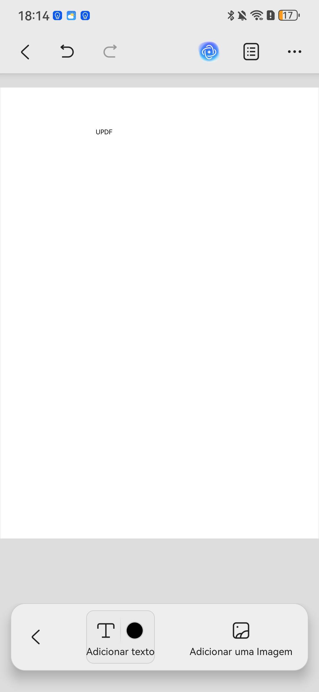 editar pdf em branco no updf