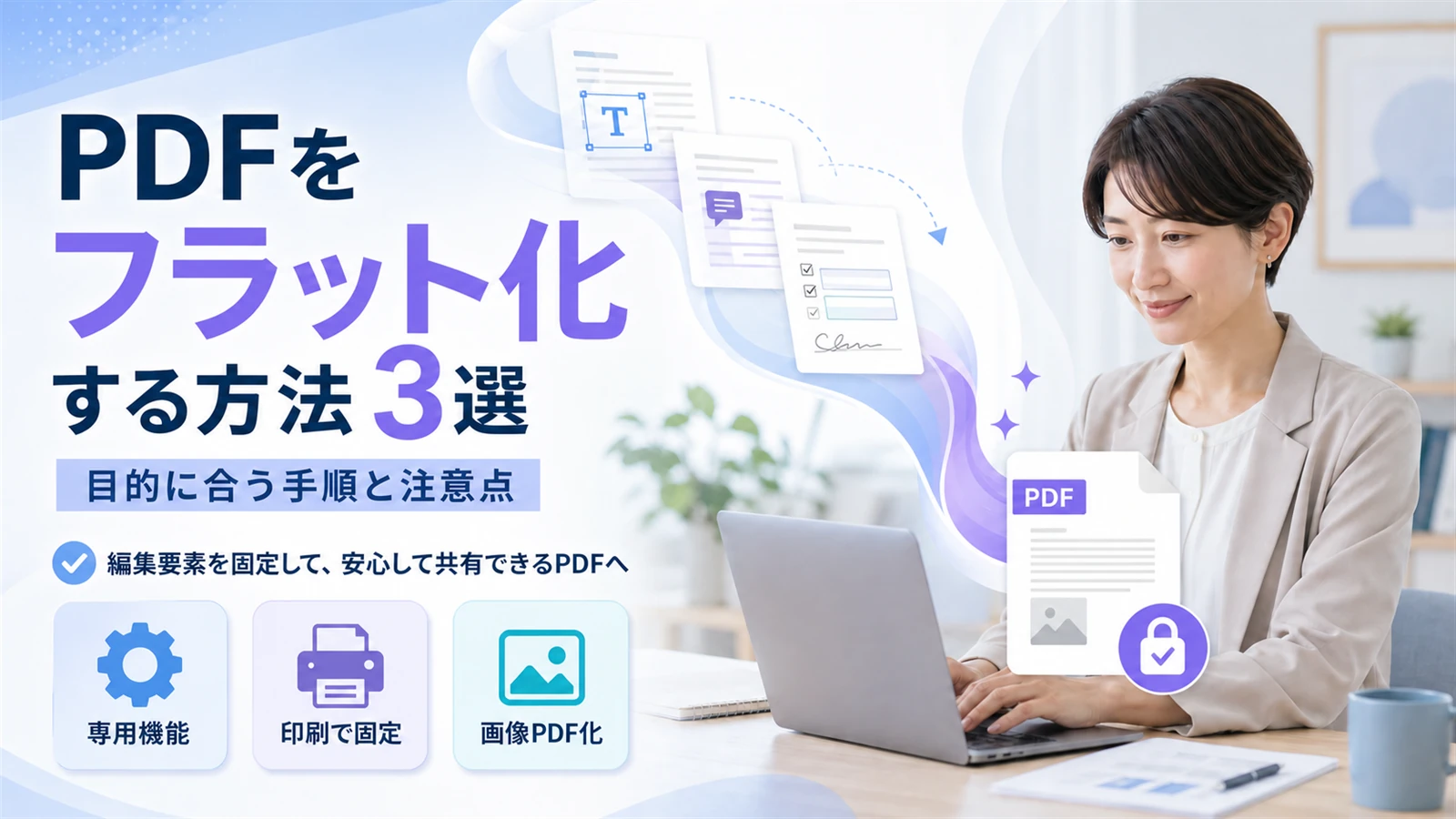 PDFをフラット化する方法3選｜目的に合う手順と注意点