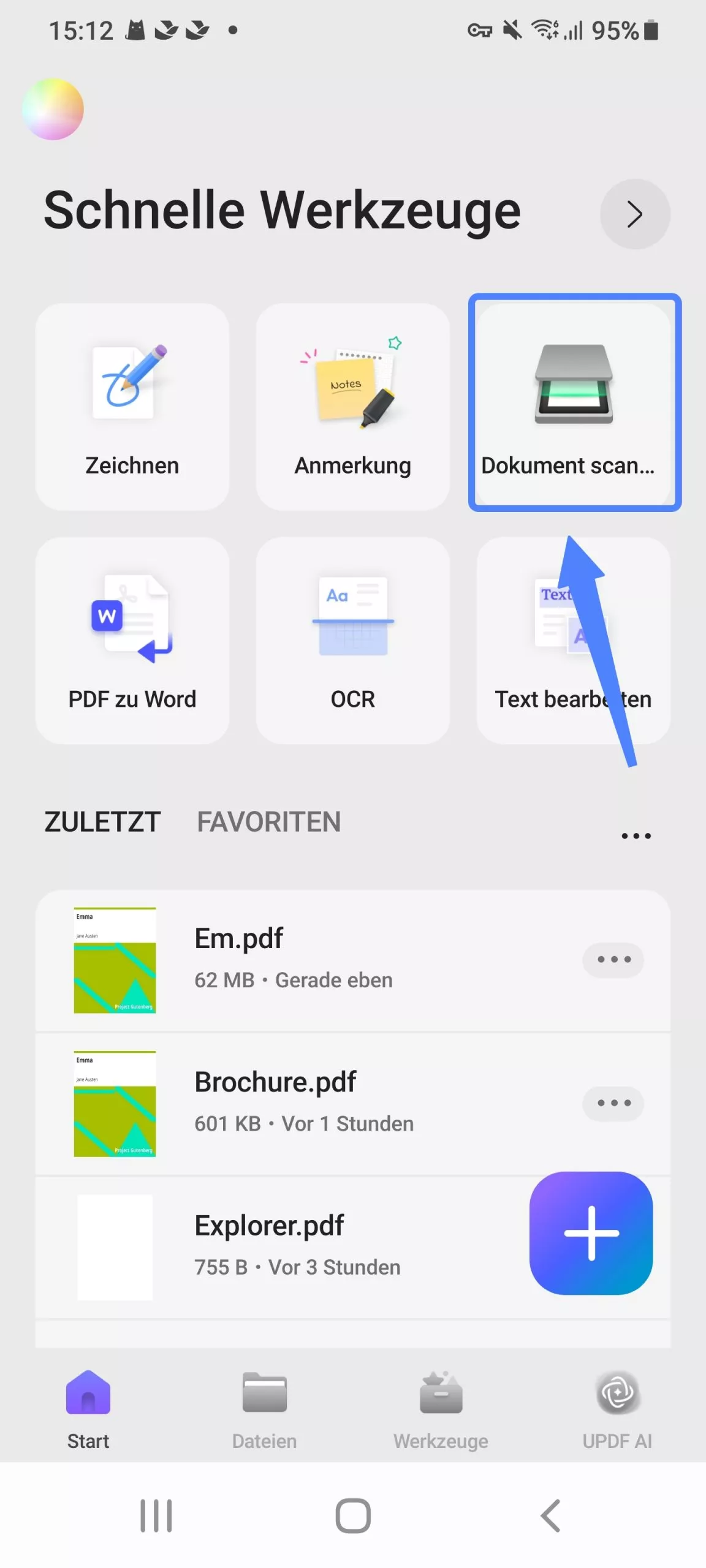 PDF mit UPDF auf Android scannen