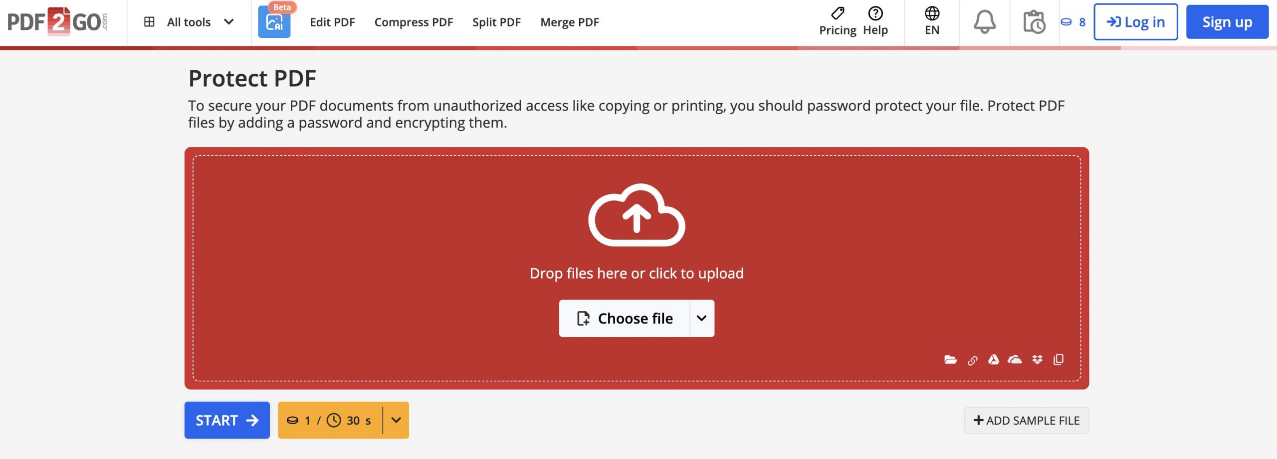 PDF2Go: فصل واضح بين الوصول والصلاحيات