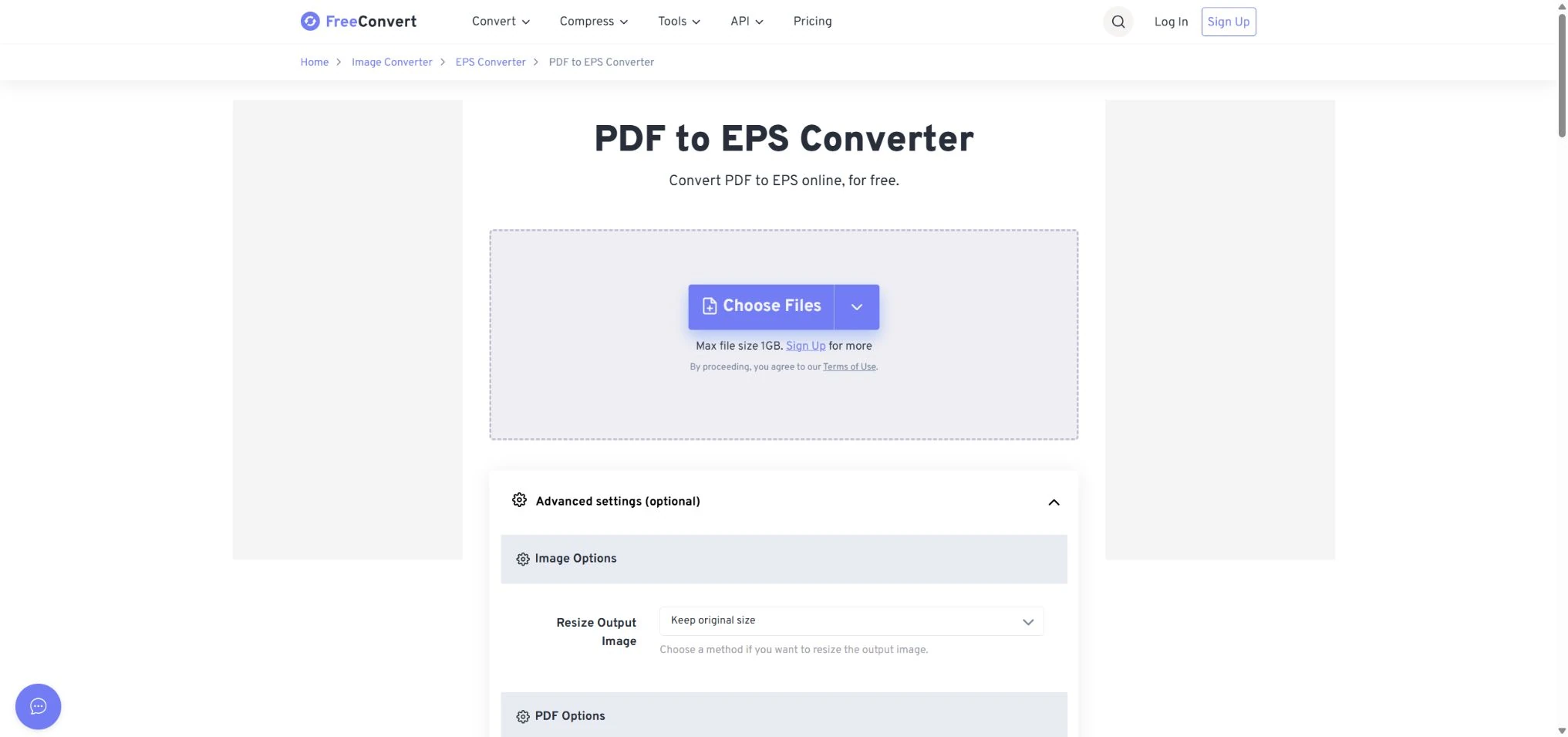 FreeConvertでPDFをEPSに変換