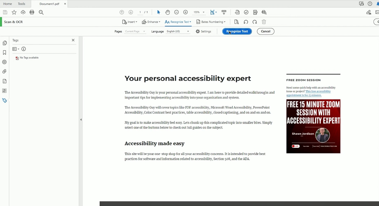 acrobat pro ocr scanned papers