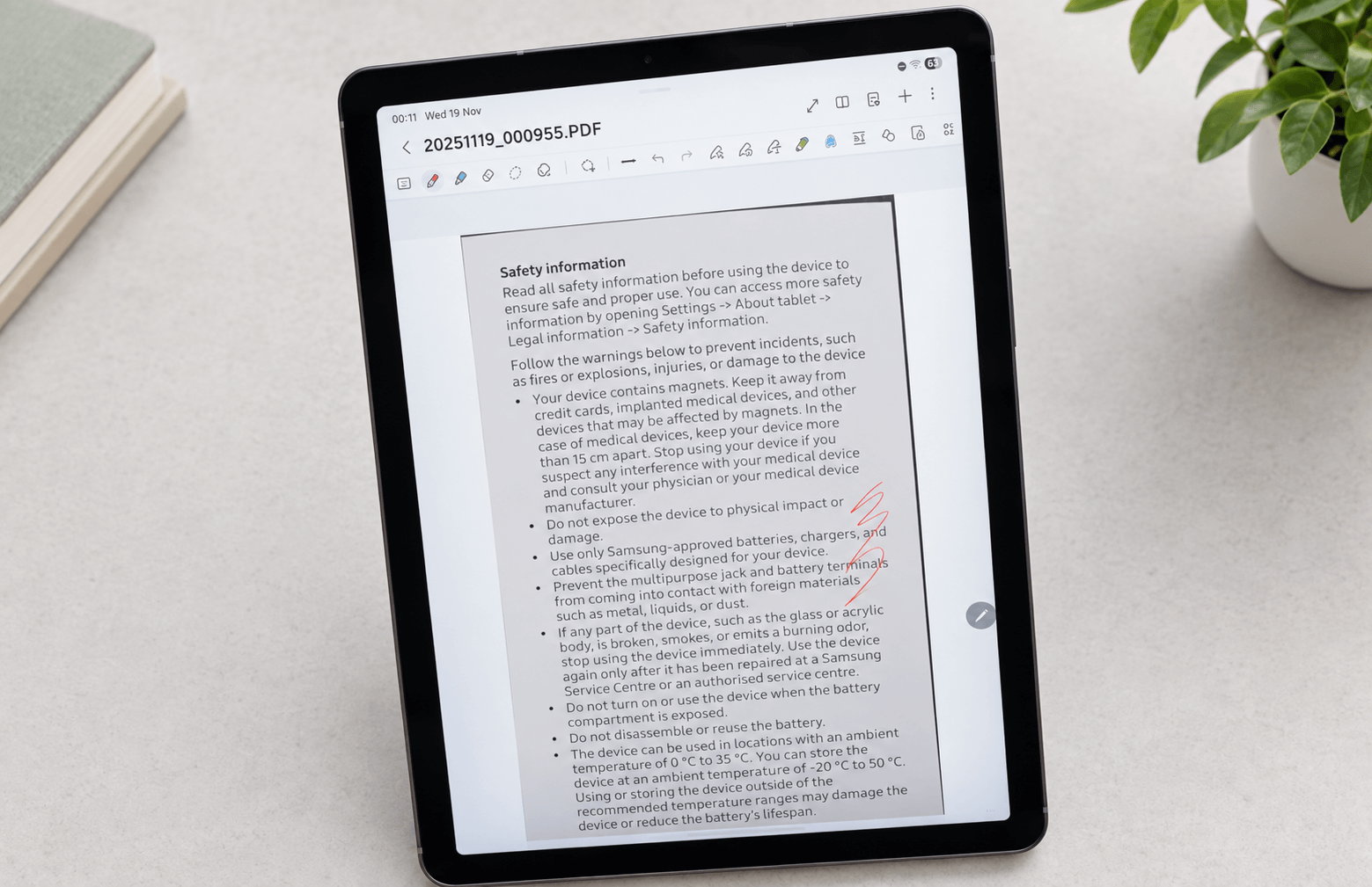 Samsung Galaxy Tab S11 with S Pen for PDF annotation