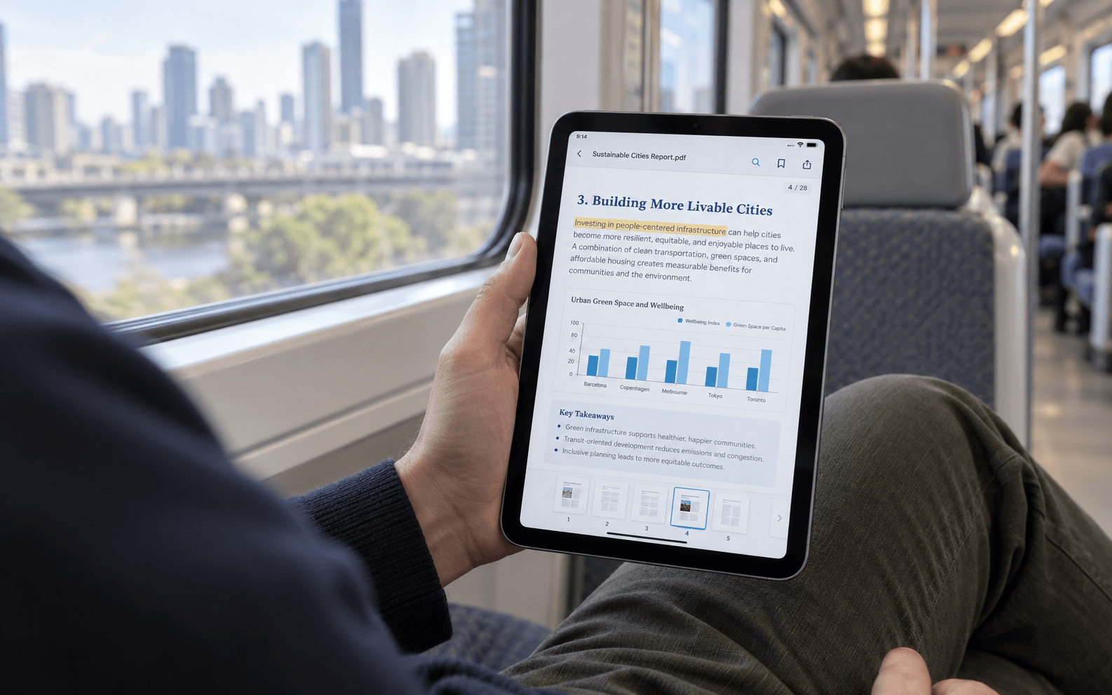 Reading a PDF on iPad mini while commuting