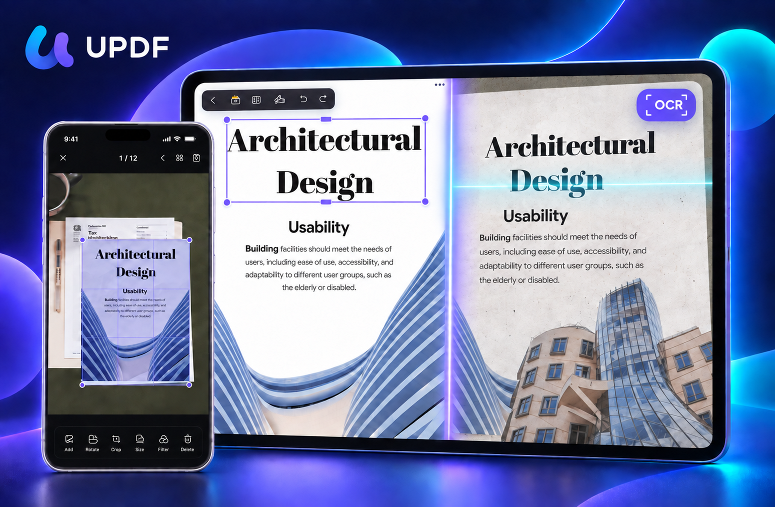 OCR PDF on tablet using UPDF