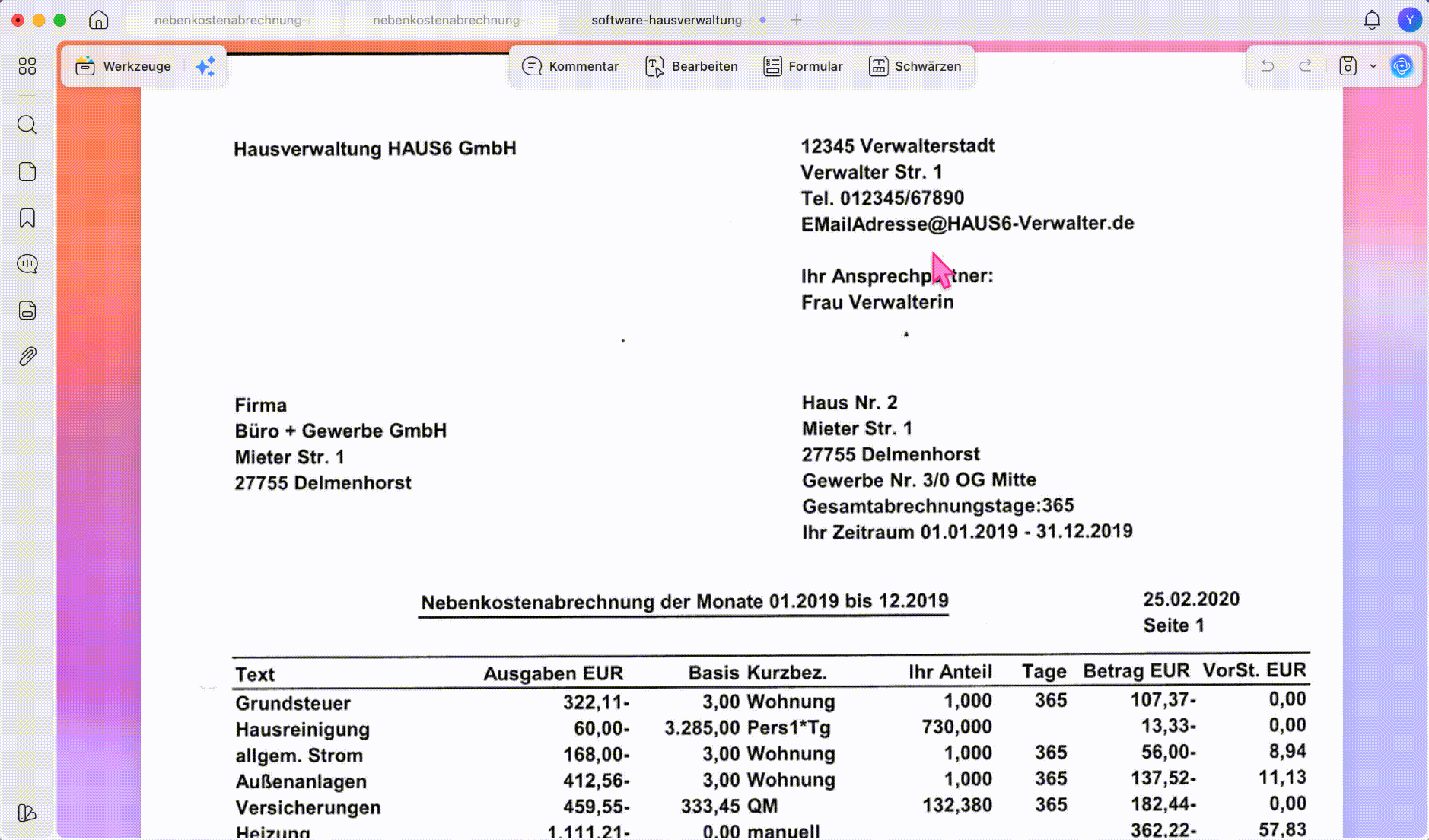 Eine gescannte Abrechnung mit OCR durchsuchbar machen