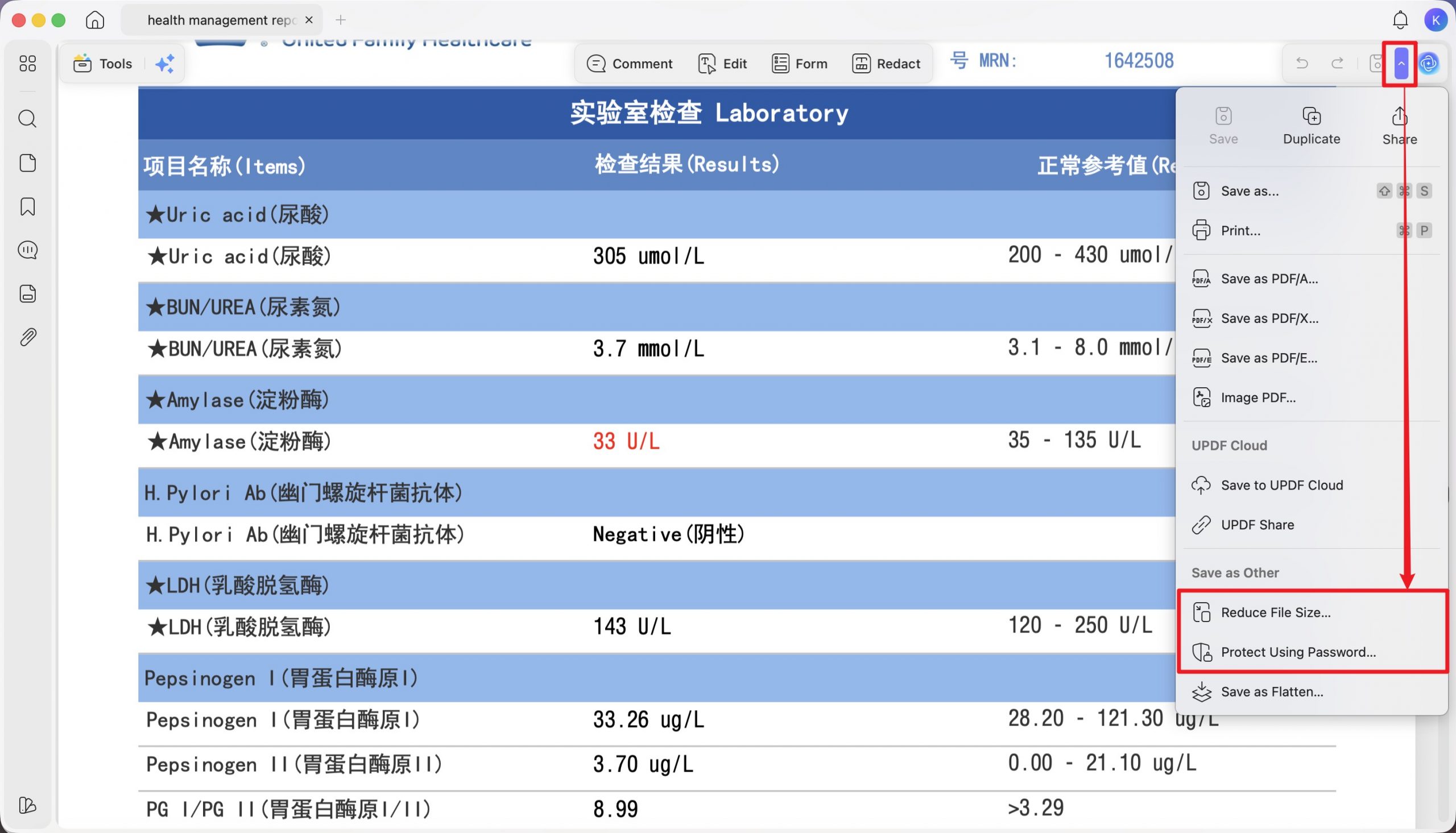 compress and lock medical reports