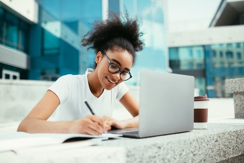 Student overcoming writer's block