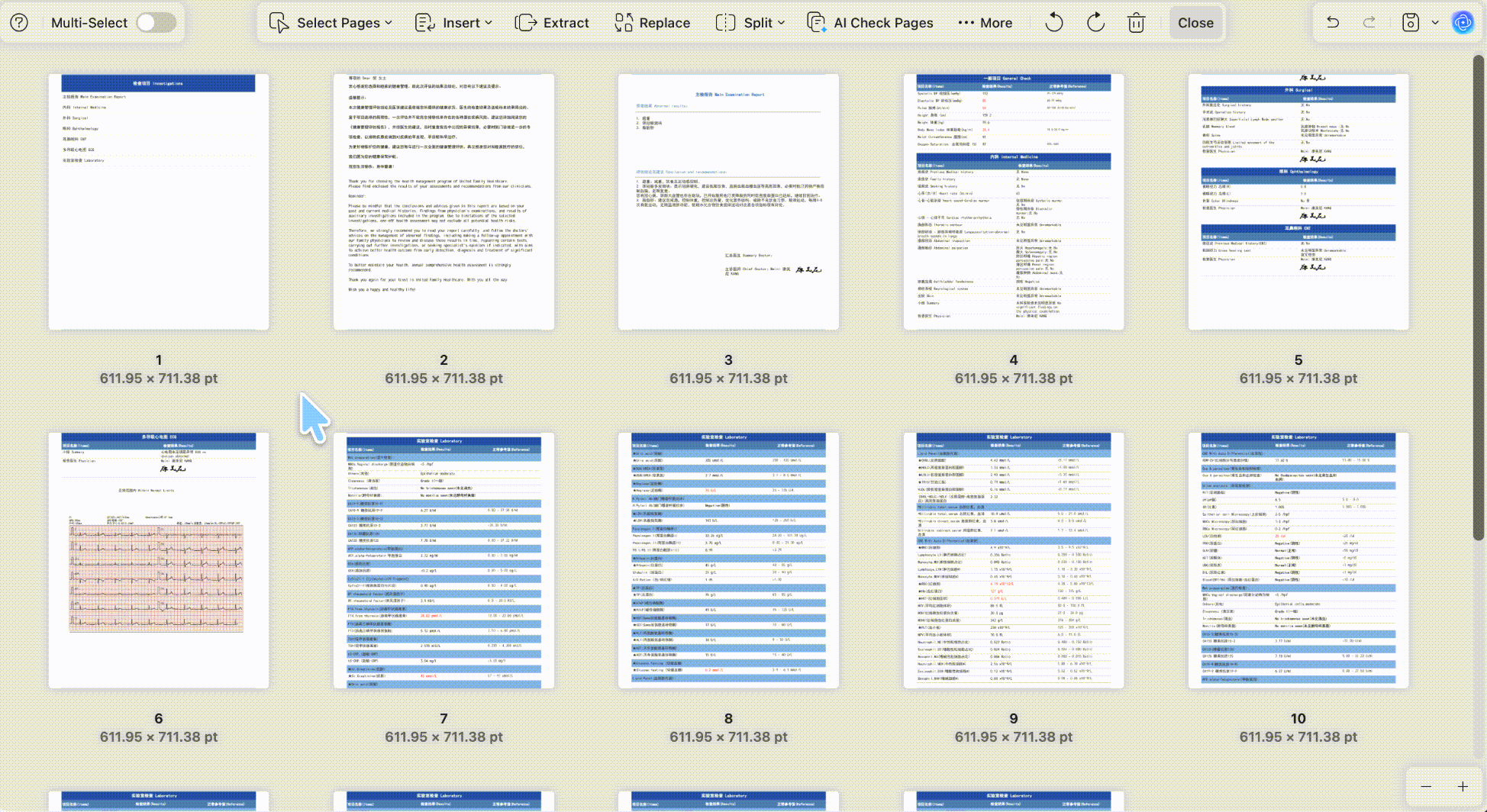 double click a page thumbnail in organize pages
