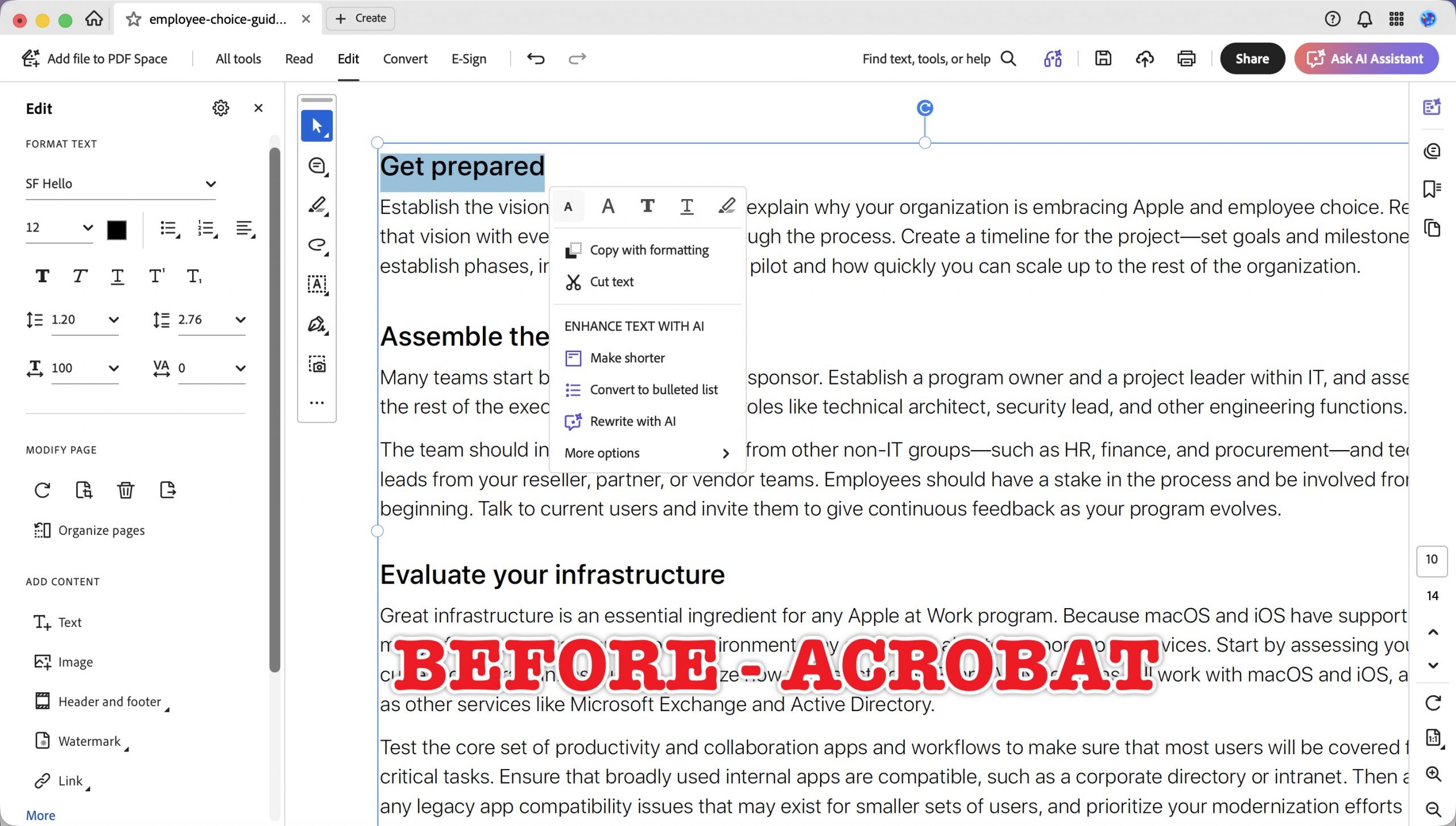 e5 acrobat before edition