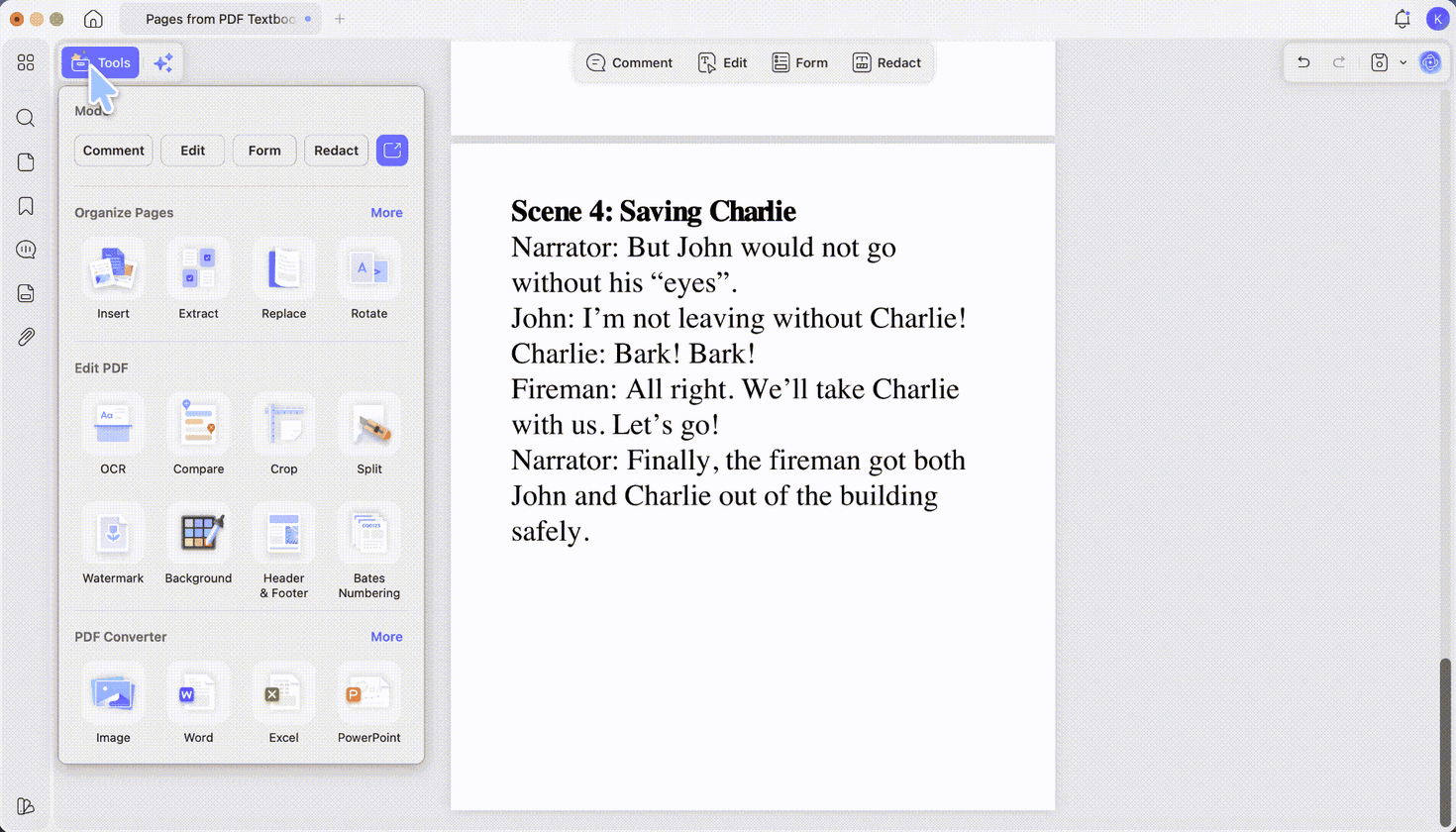 generate a scene backdrop reference updf ai