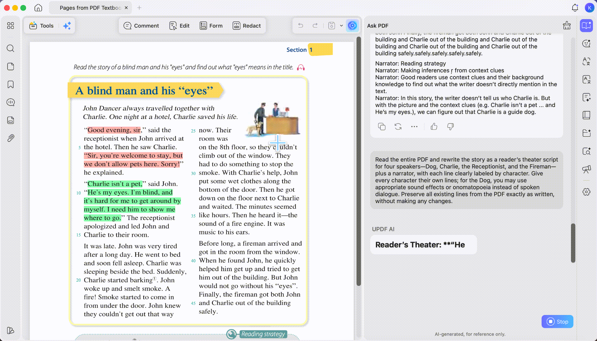 generate the whole first draft at once with updf ai