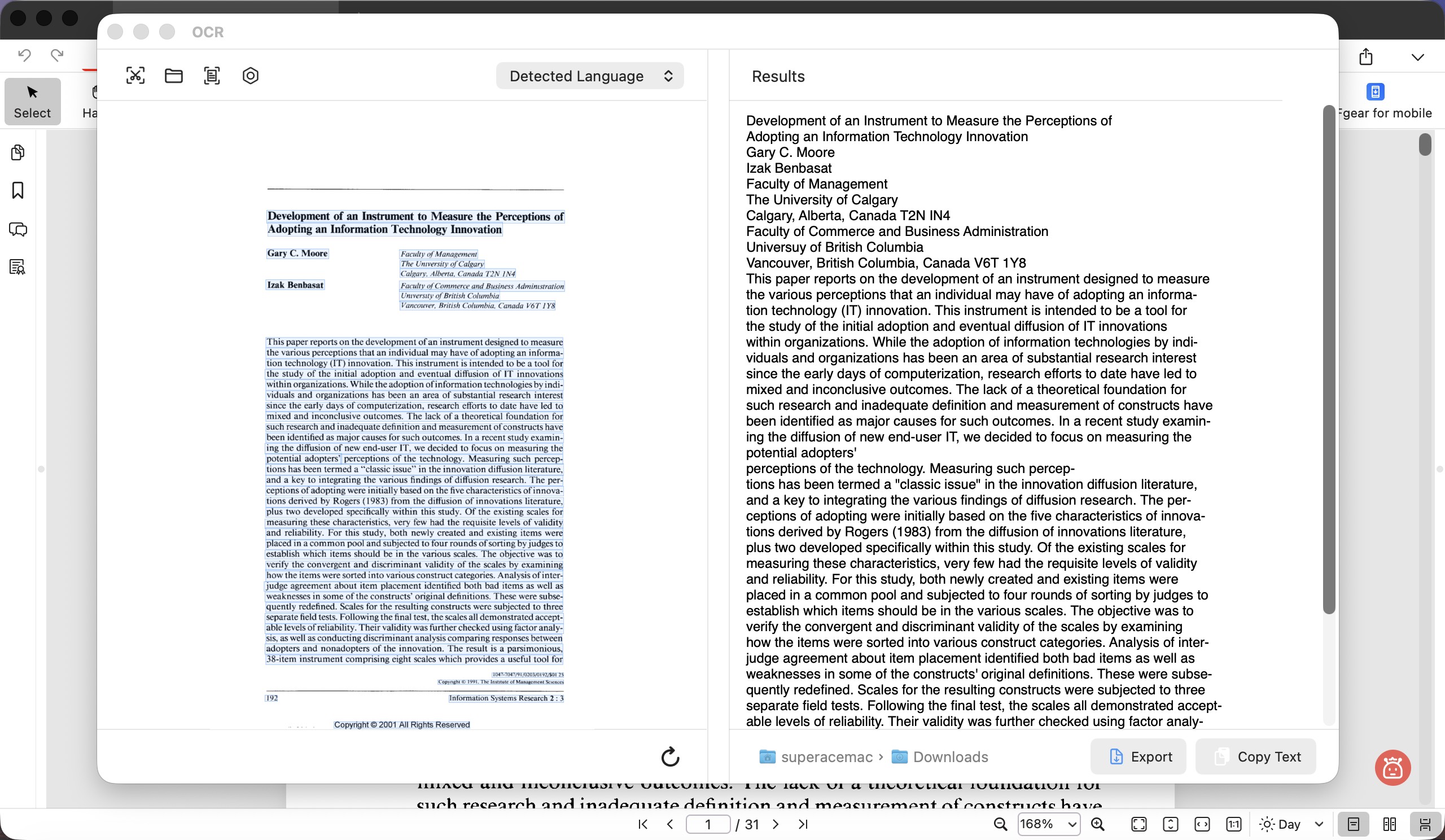 pdfgear current file ocr cannot edit the scanned page itself