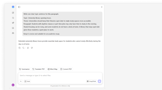 UPDF AI Topic Sentence Generator