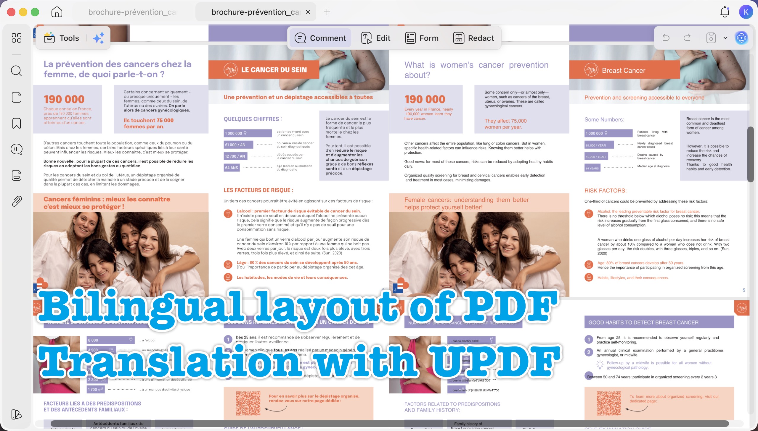 bilingual layout of PDF translation with UPDF