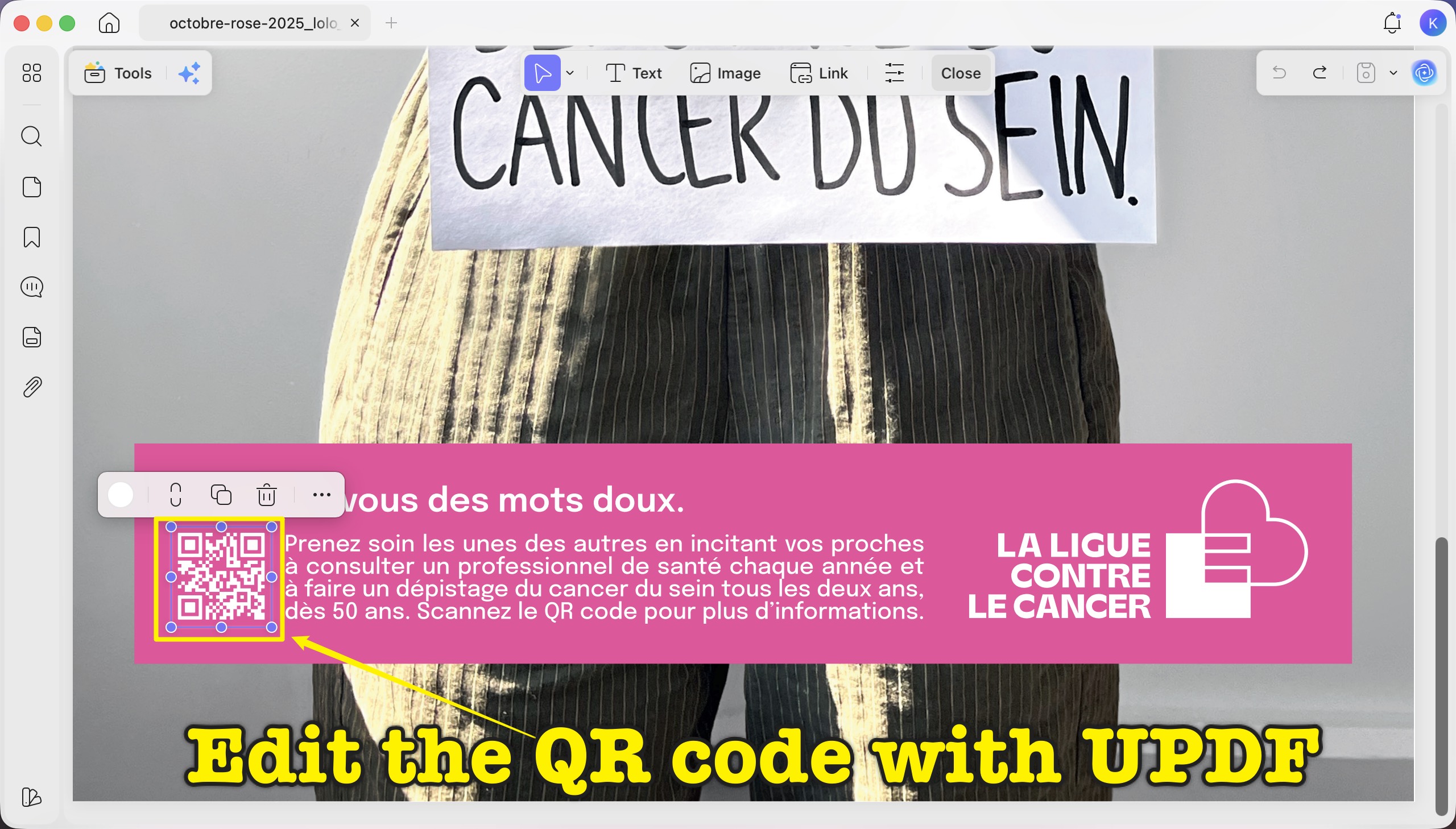 edit the qr code with updf