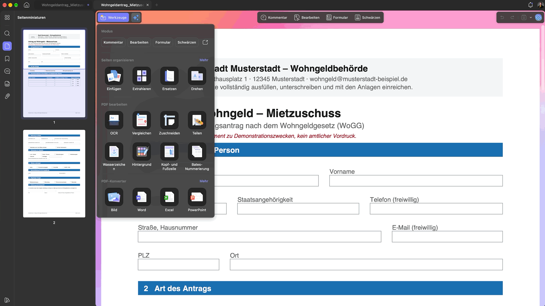 Formularfelder ausfüllen