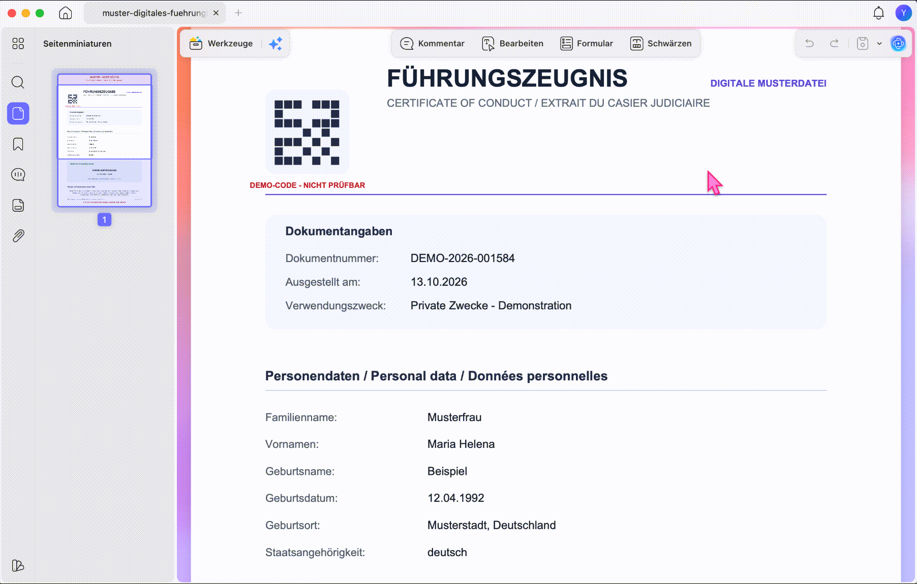 Dokument sicher weitergeben