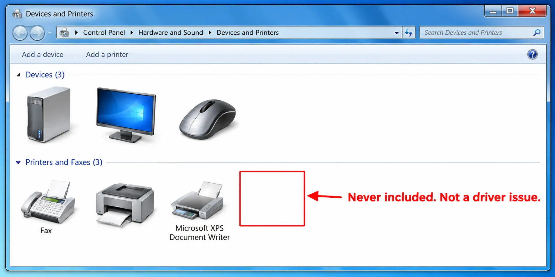 Can't Add Microsoft Print to PDF to Windows 7