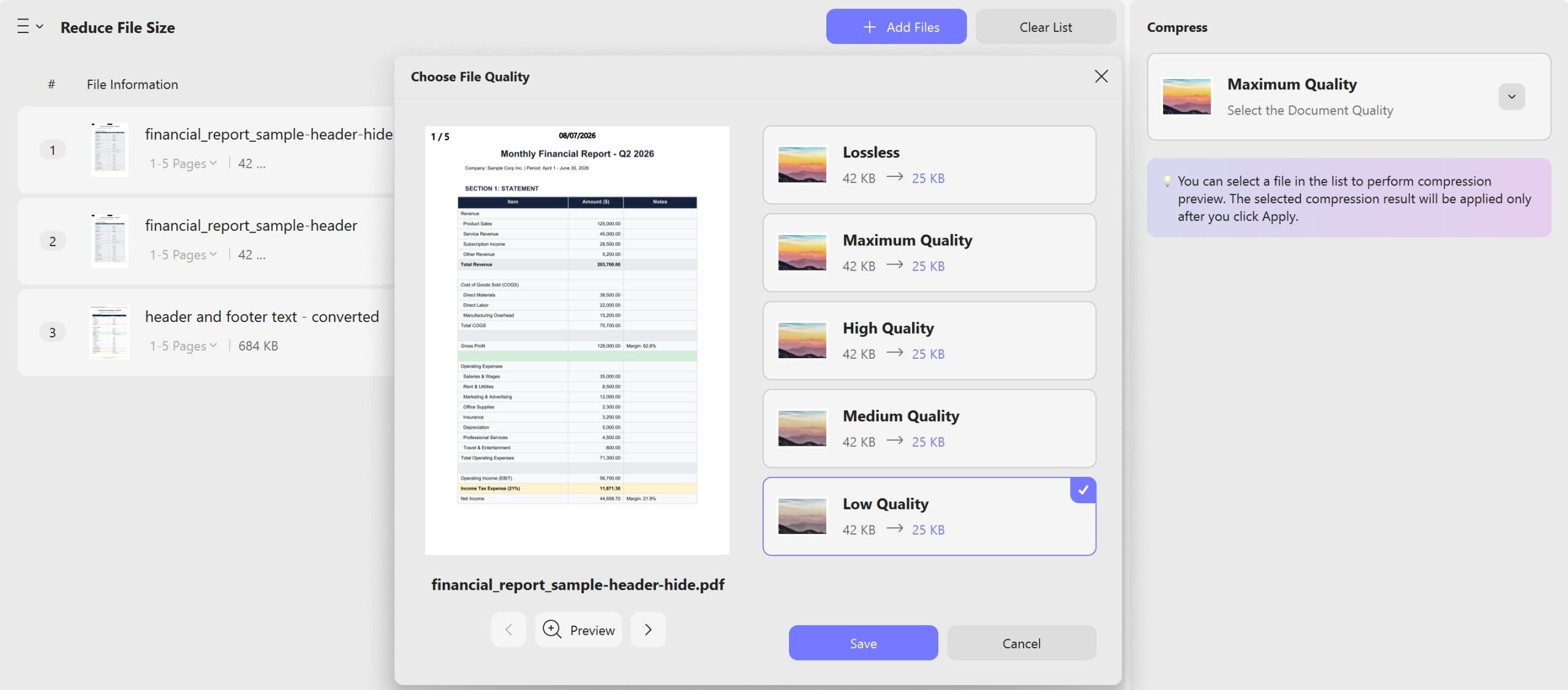 reduce file size with UPDF