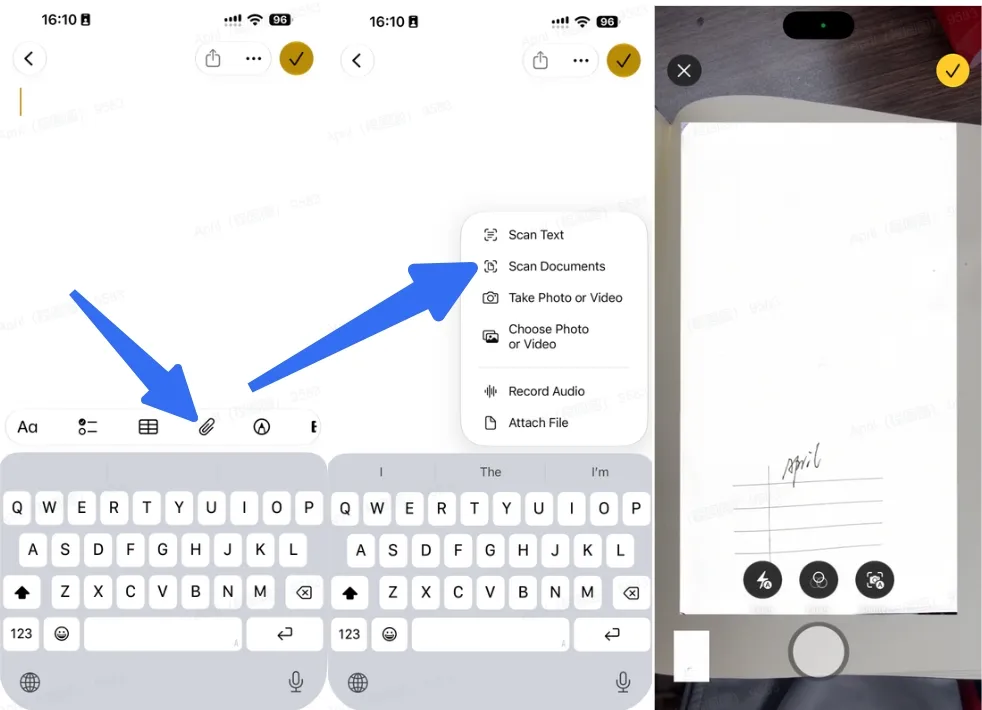 scanning documents on iphone notes
