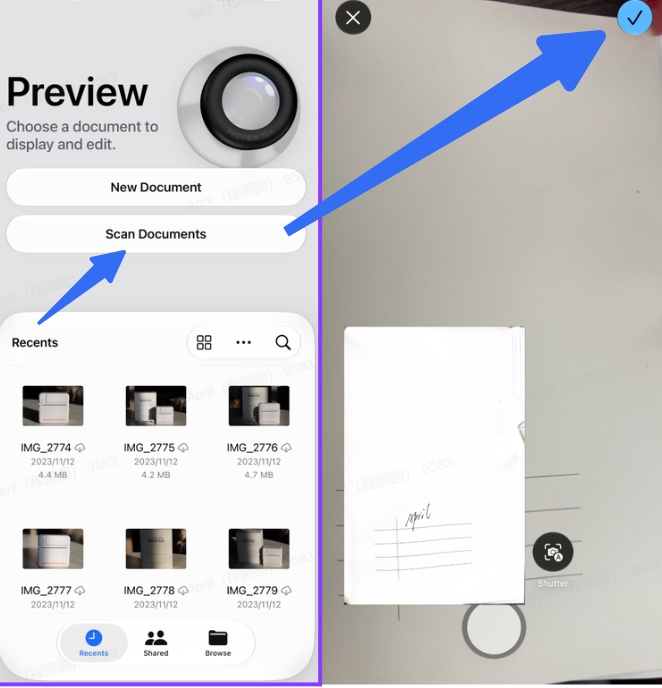 scanning documents on iphone preview