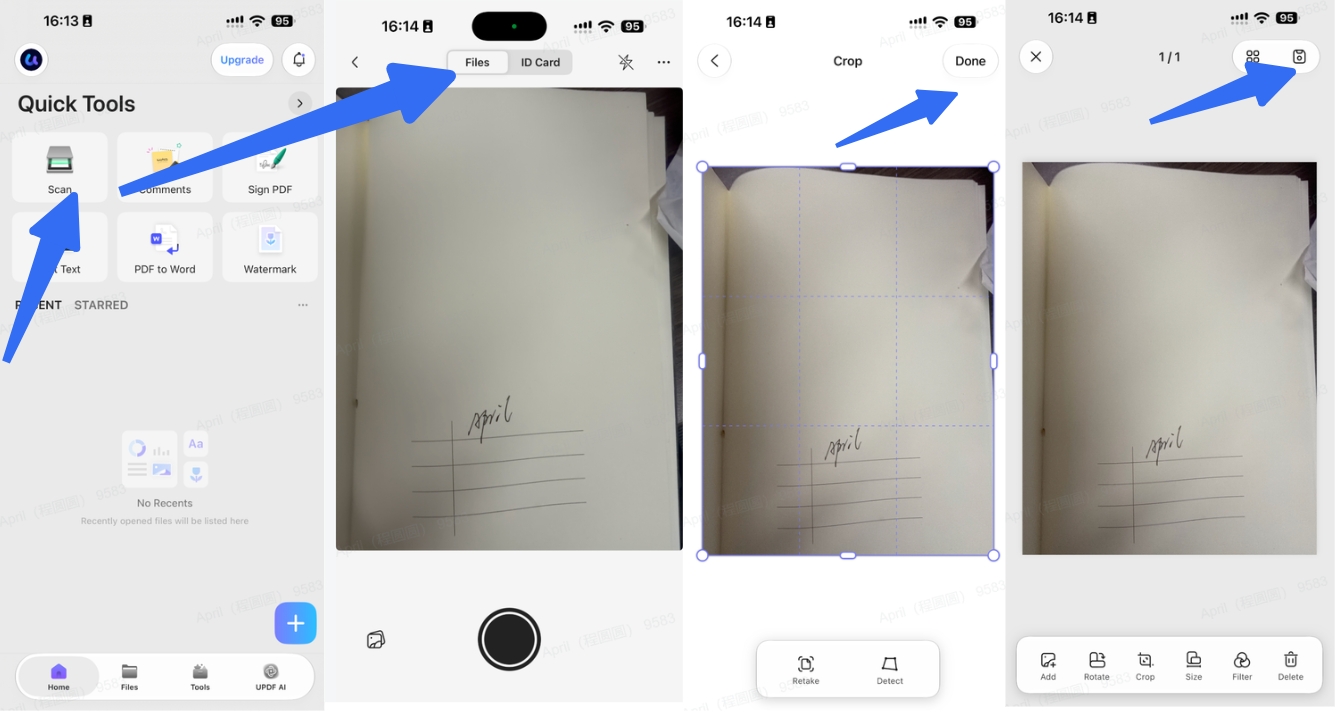 scanning documents on iphone in UPDF